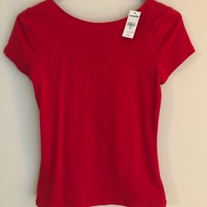 Express red open back Tee. Size small.